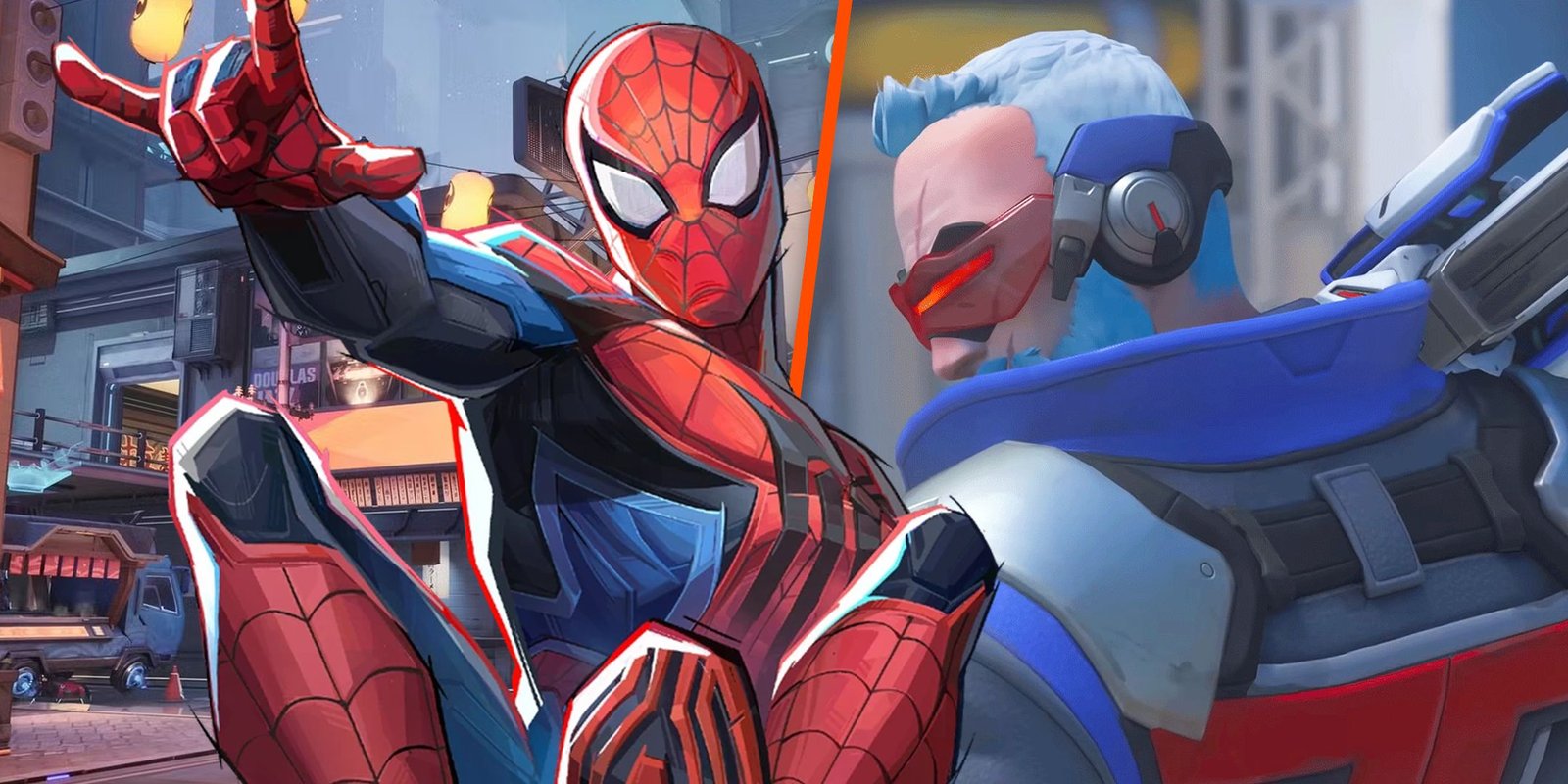 Marvel Rivals Fans Think Chrono Shield Cards Will Cause "Server-Wide Rank Inflation" 1 Spider-Man from Marvel Rivals and Soldier: 76 from Overwatch 2.