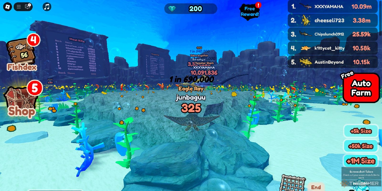 A player on Be Fish in Roblox.