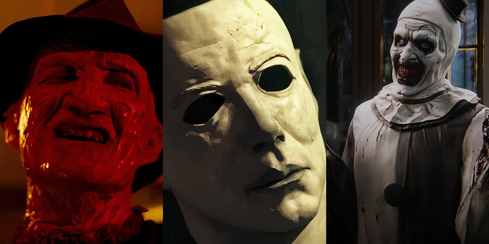 The Best Horror Movies About Haunted Houses 5 Freddy Krueger from A Nightmare On Elm Street 3, Michael Myers from the Call Of Duty The Haunting Trailer, and Art The Clown Offical Call Of Duty Promo Art.