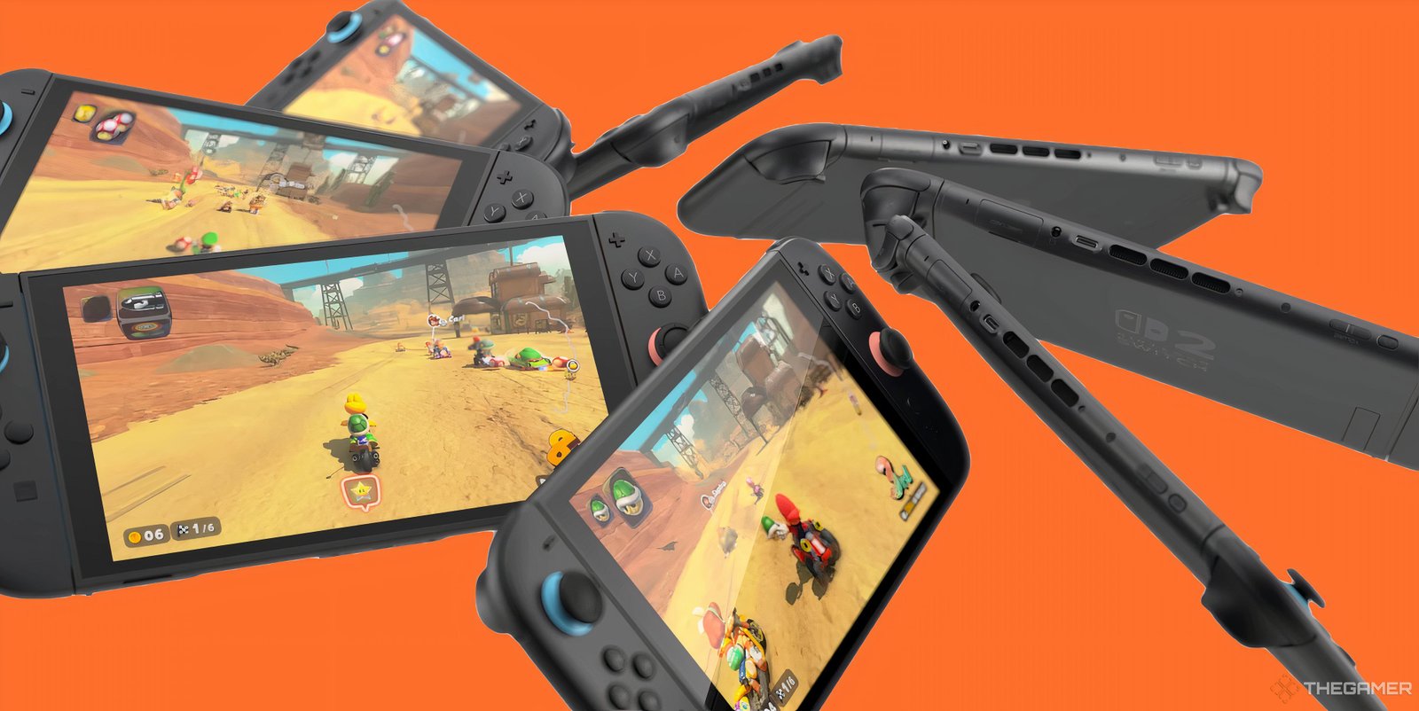Video Games Need To Get Real About How Much $80 Actually Is To Most People 3 8 nintendo switch 2s against an orange background.-2