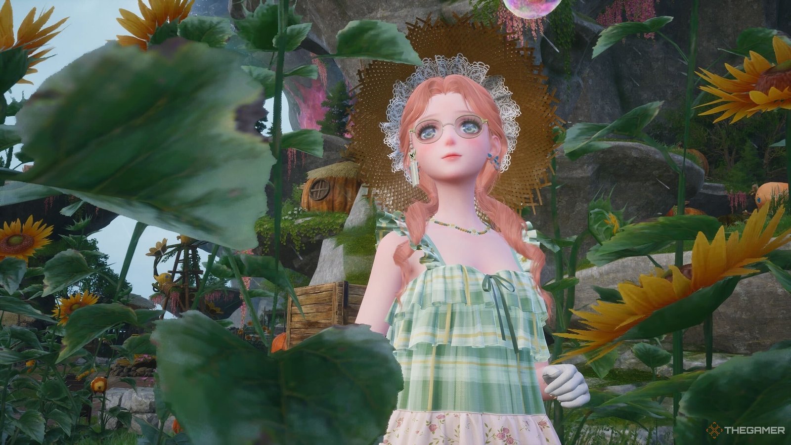 Taking a photo in the sunflowers on the Serenity Isles in Infinity Nikki.-1