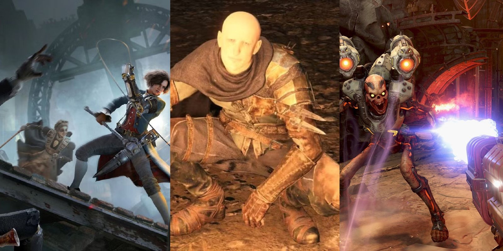 Games The NPCs Have Their Own Lives And Stories 3 Lies Of P, Elden Ring, and Doom Eternal in an image grid.