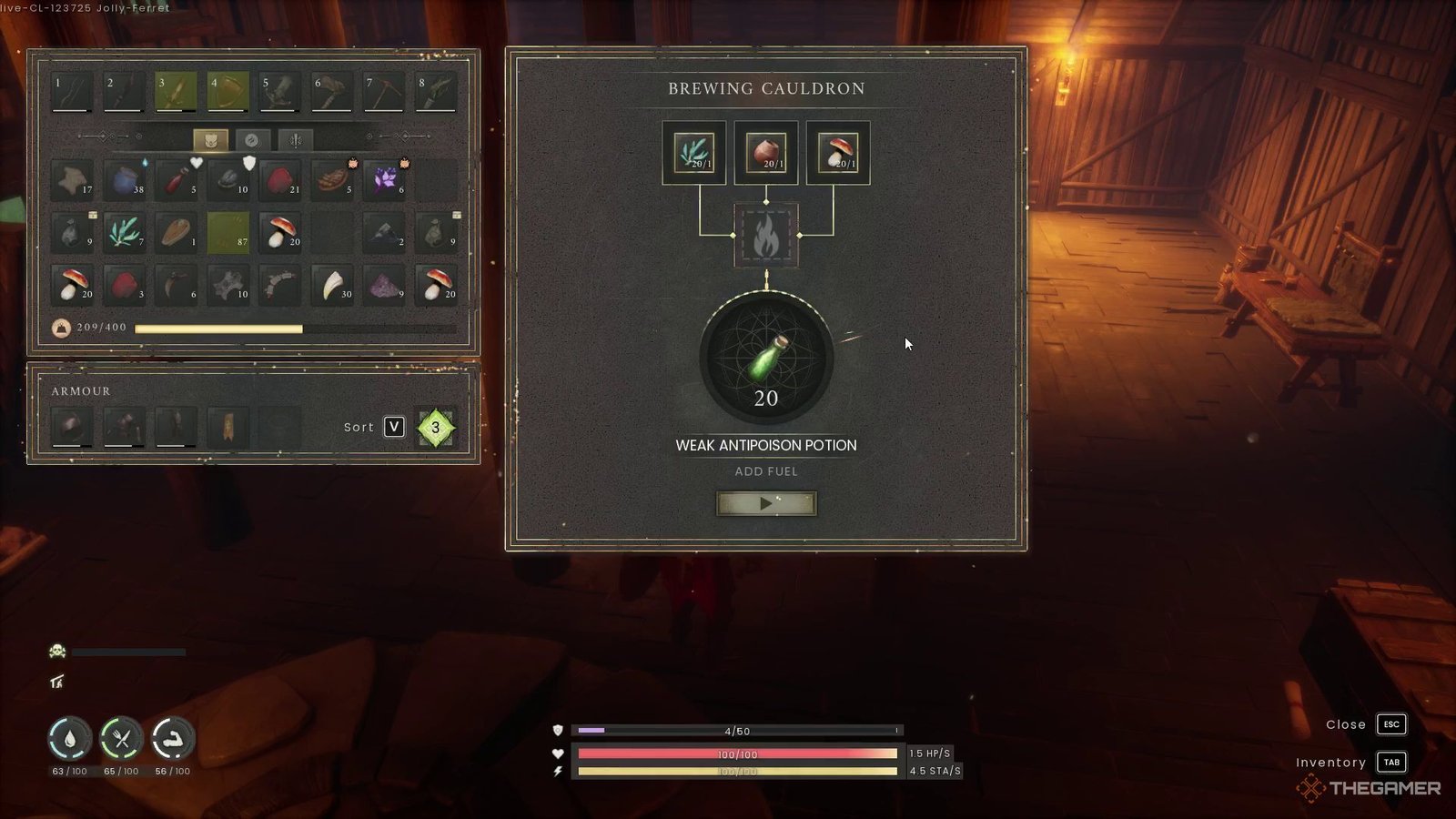 Crafting an Anti-Poison Potion in Runescape: Dragonwilds.