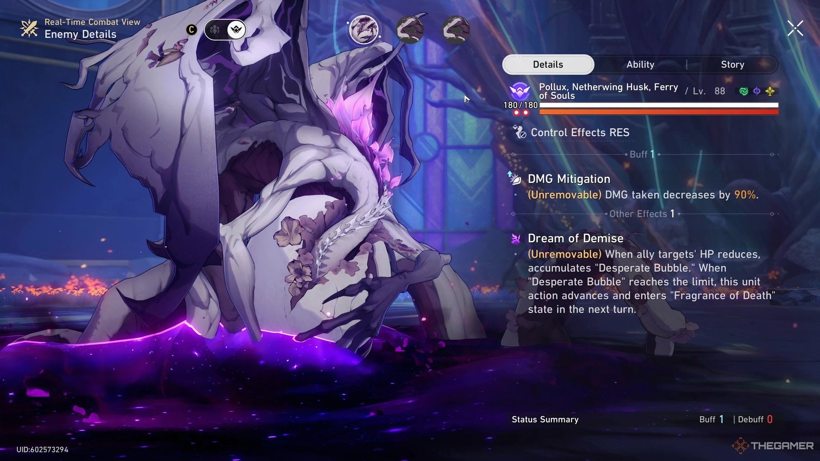 Pollux, Netherwing Husk, Ferry Of Souls passive abilities in Honkai Star Rail.