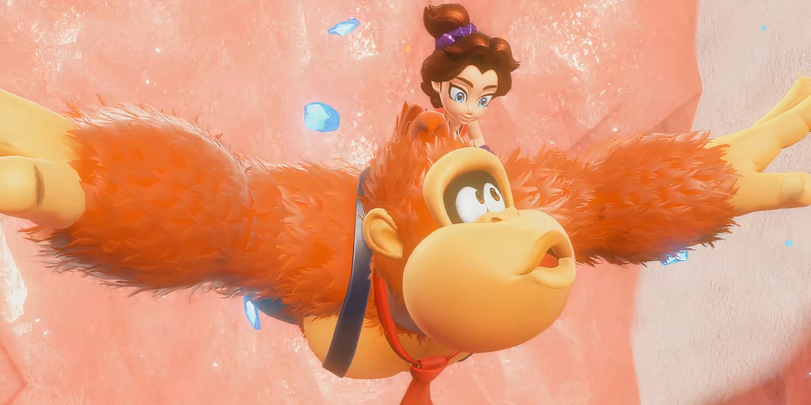 pauline on donkey kong's back in donkey kong bananza.