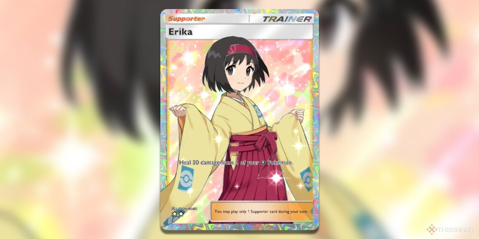 Secret Erika Pokemon TCG Pocket Card Art.