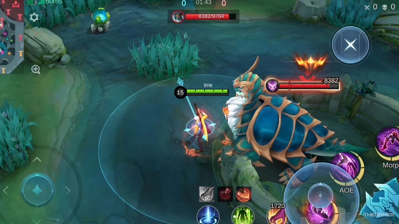 Mobile Legends, Hanzo showing his passive mark on the turtle.