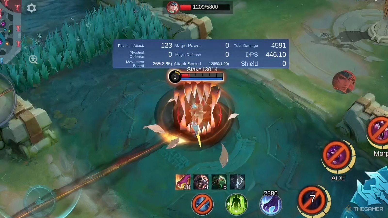 Mobile Legends, Hanzo using his enhanced first skill.