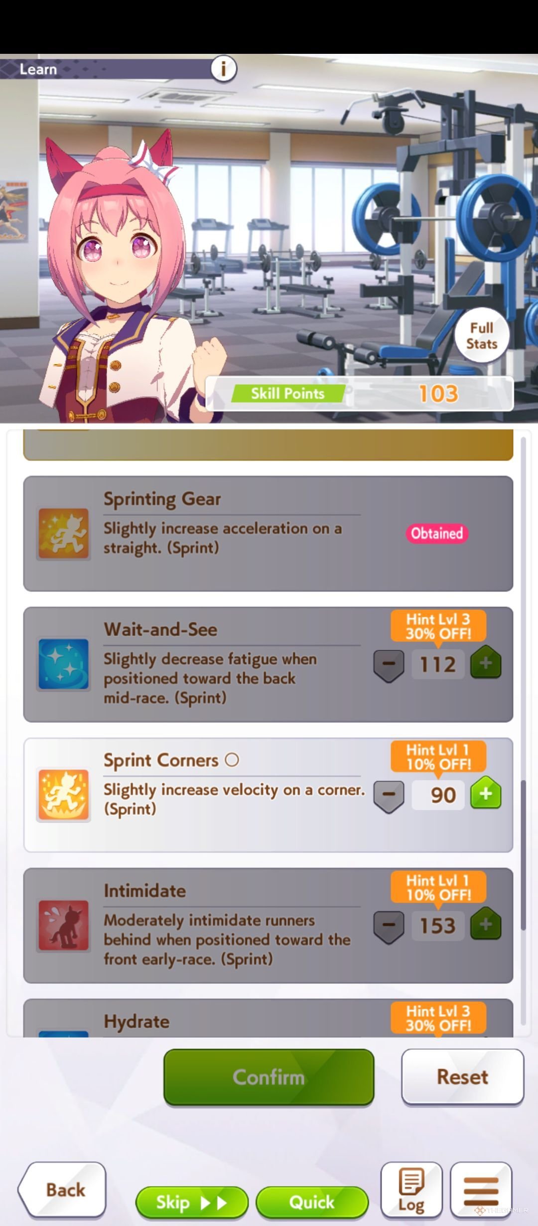 Haru Urara skills are shown in Umamusume Pretty Derby.