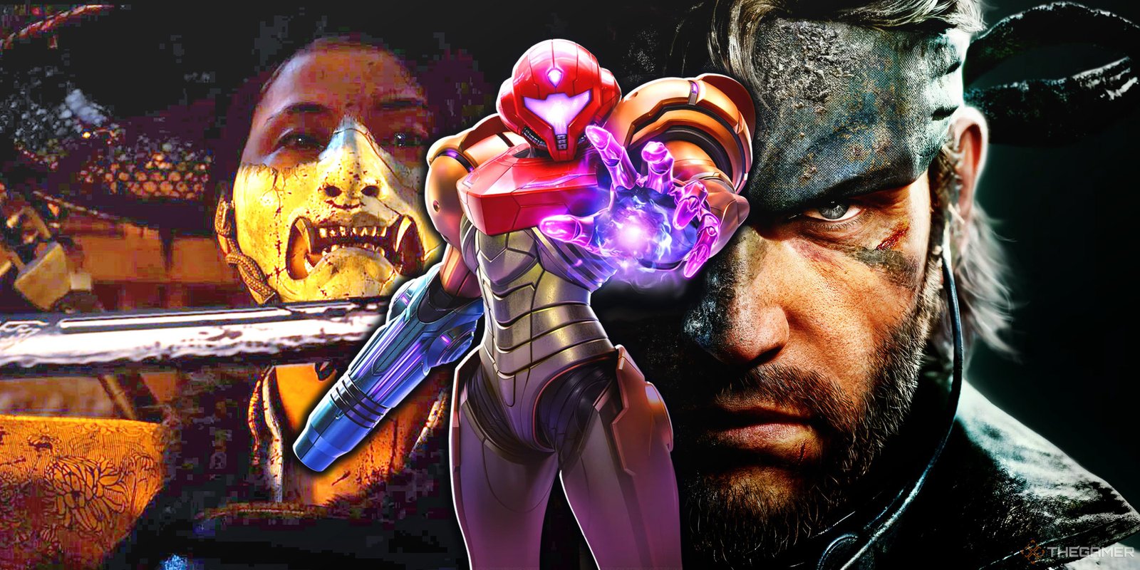 The New Dawn’s Leads Reveal Its Origins, The Horrors That Inspired It, And The Lessons Learned From Silent Hill 2 5 Collage image of characters from Ghost of Yotei, Metroid Prime 4: Beyond, and Metal Gear Solid Delta: Snake Eater.