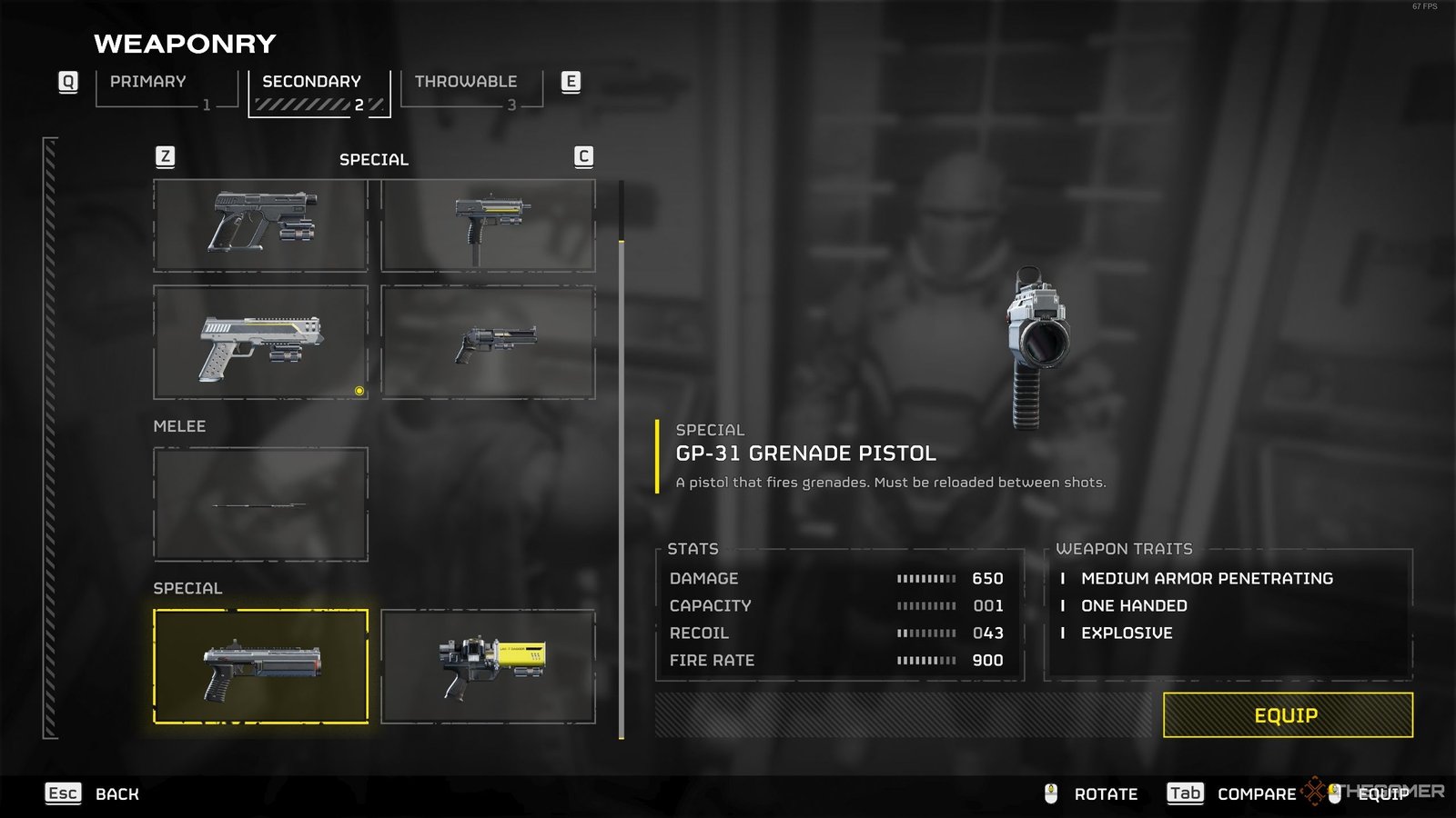 The Armory screen for the GP-31 Grenade Pistol in Helldivers 2.