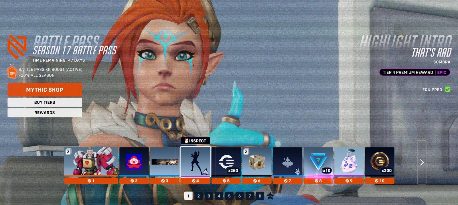 An Overwatch 2 screenshot of a highlight intro for the Hero Sombra.