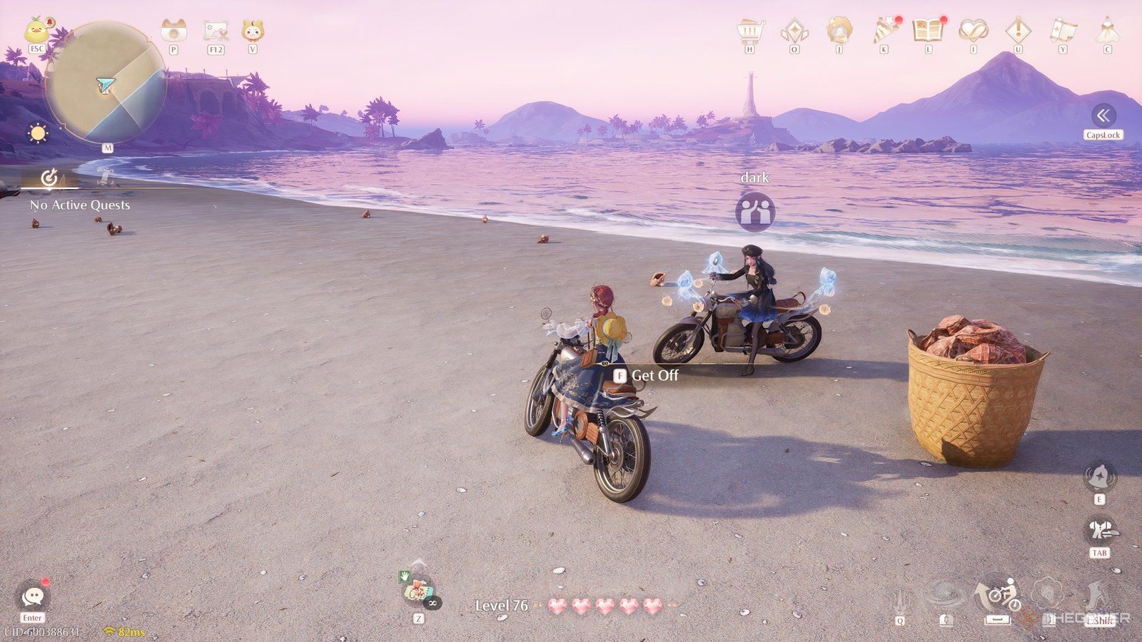 Infinity Nikki Two Nikkis riding motorbikes across the beach.