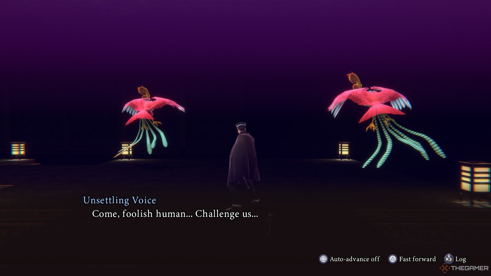 Raidou being challenged by demons in the training hall in Raidou Remastered The Mystery of the Soulless Army.
