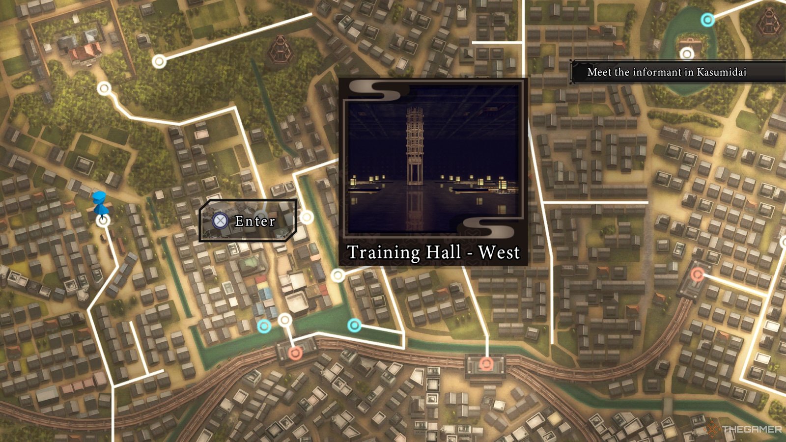Training Hall West entrance location in Raidou Remastered The Mystery of the Soulless Army.