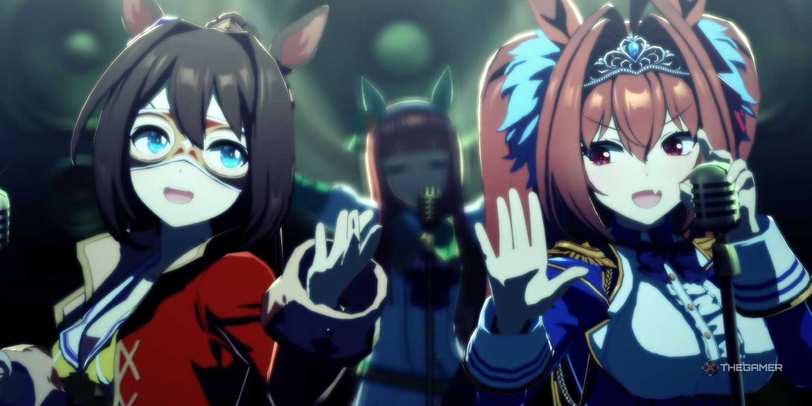 El Condor Pasa , Silence Suzuka, and Daiwa Scarlet are shown in Umamusume: Pretty Derby.